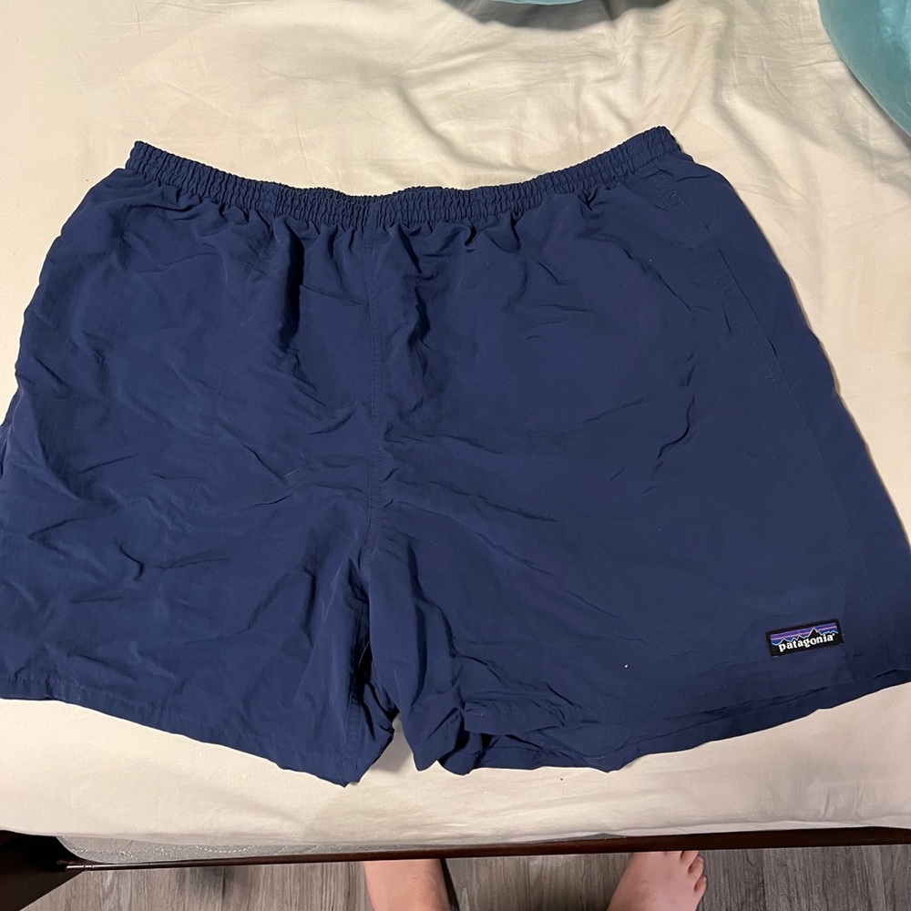 Patagonia mens XL blue shorts with liner cut out.